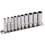 Draper Metric Deep Socket on Metal Rail, 1/4" Sq. Dr. (10 Piece) 16399 Draper - Town Tools 