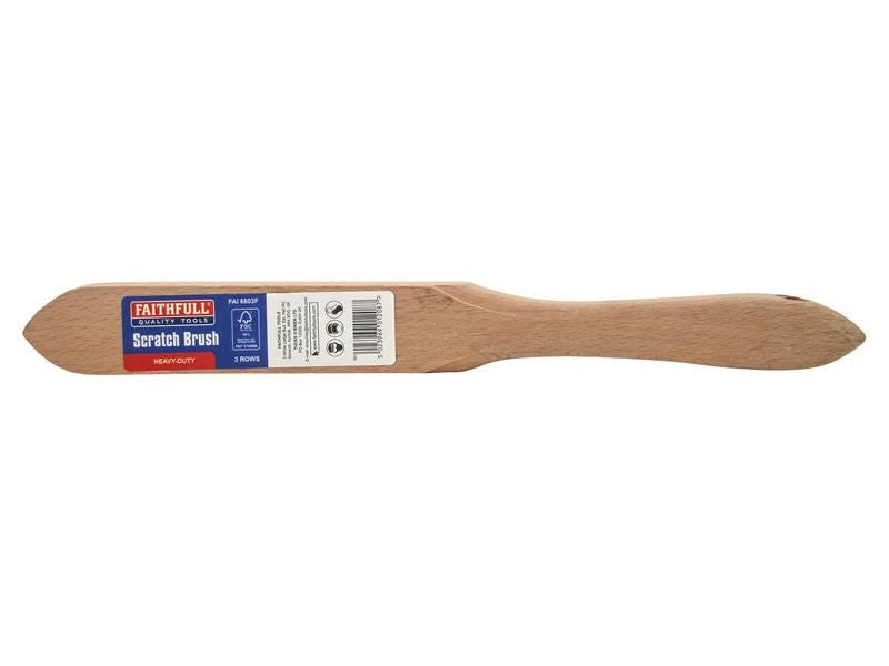 Faithfull Heavy-Duty Scratch Brush, Three Row Faithfull - RockBottom Northampton