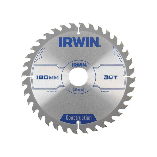 Irwin® Construction Circular Saw Blade 180 x 30mm x 36T ATB IRWIN® - RockBottom Northampton