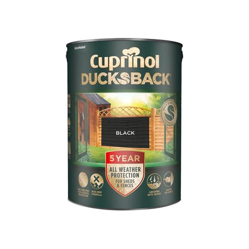 Cuprinol Ducksback 5 Year Waterproof for Sheds & Fences Black 5 litre Cuprinol - RockBottom Northampton