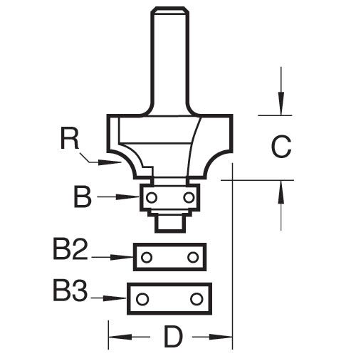 40/15X1/2TC - Bearing guided ovolo cutter 12.7mm radius
