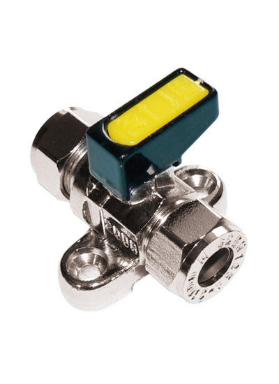 MM METROGAS chrome mini lever gas ball valve with backplate CxC  8mm