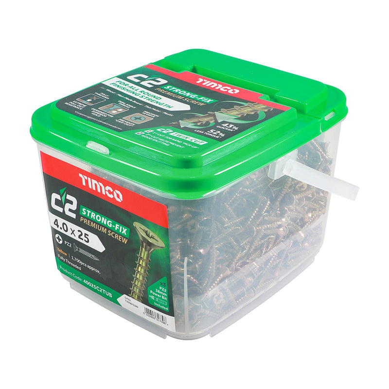 TIMCO C2 Strong-Fix Multi-Purpose Premium Countersunk Gold Woodscrews — Tub