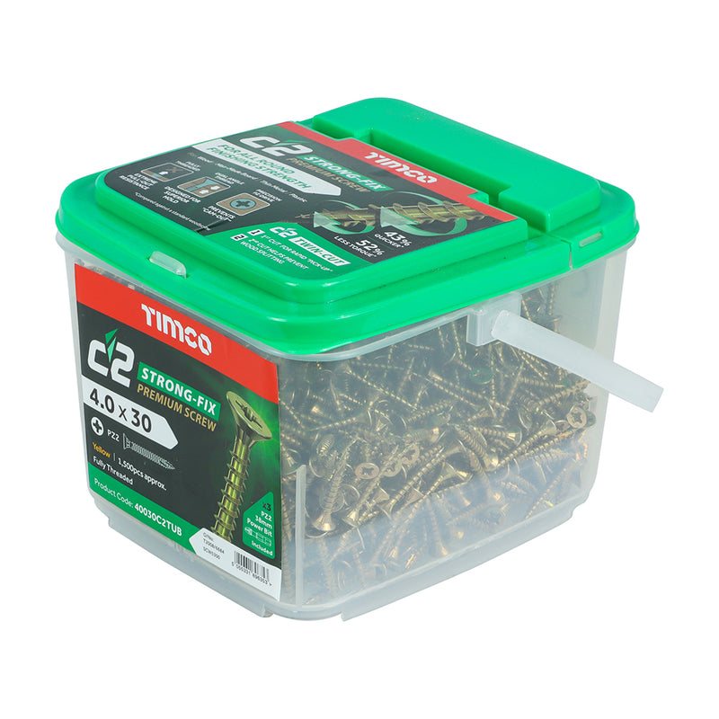 TIMCO C2 Strong-Fix Multi-Purpose Premium Countersunk Gold Woodscrews — Tub