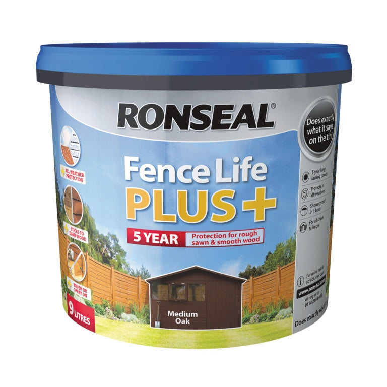 Ronseal Fence Life Plus 9L Medium Oak