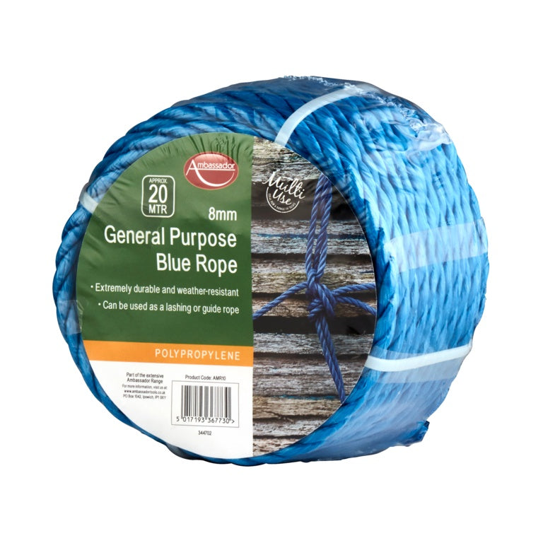 Ambassador Mini Coil Blue General Purpose Rope 8mm x 20m