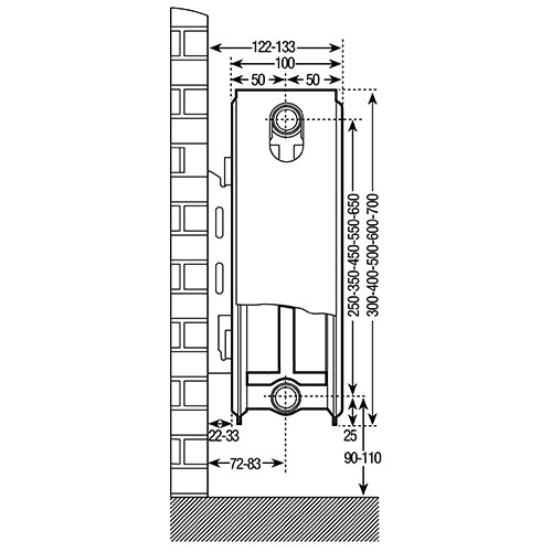 400mm x 1000mm Prorad Double Panel Double Convector Radiator (Type 22/K2)