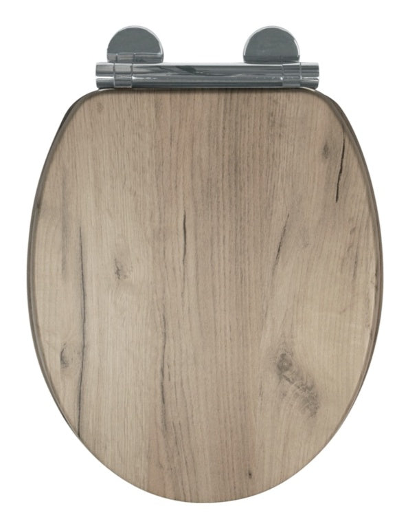 Croydex Grey Oak Flexi Fix Toilet Seat Soft Close Quick Release