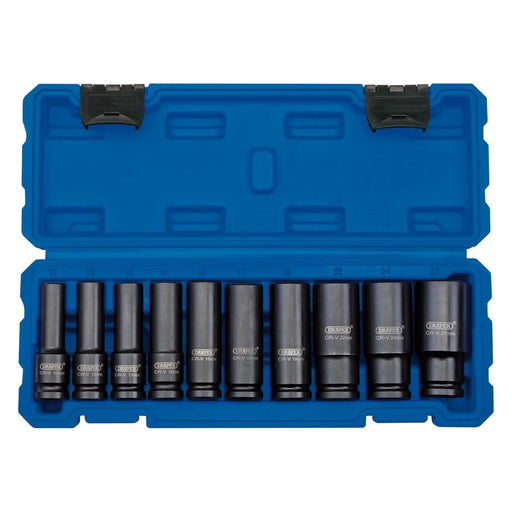 Draper 83096 Metric Deep Impact Socket Set, 1/2" Sq. Dr. (10 Piece)