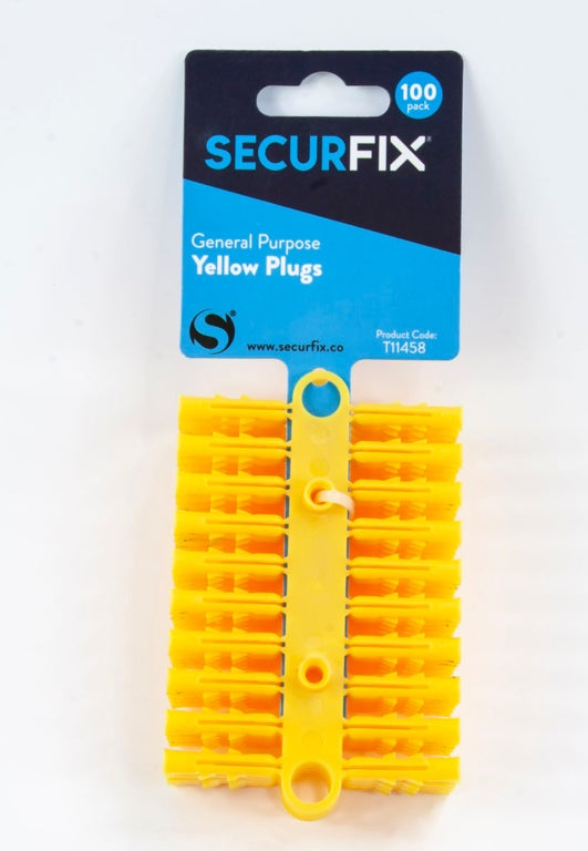 Securfix General Purpose Plugs Yellow 100 Pack