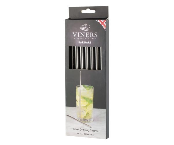 Viners Steel Drinking Straws 6 Piece