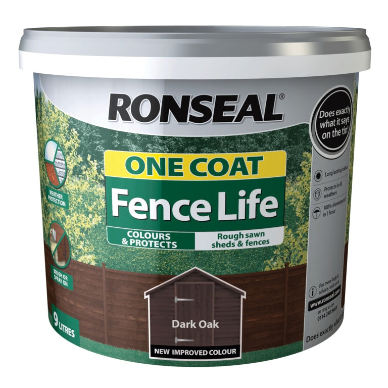 Ronseal One Coat Fence Life 9L Dark Oak