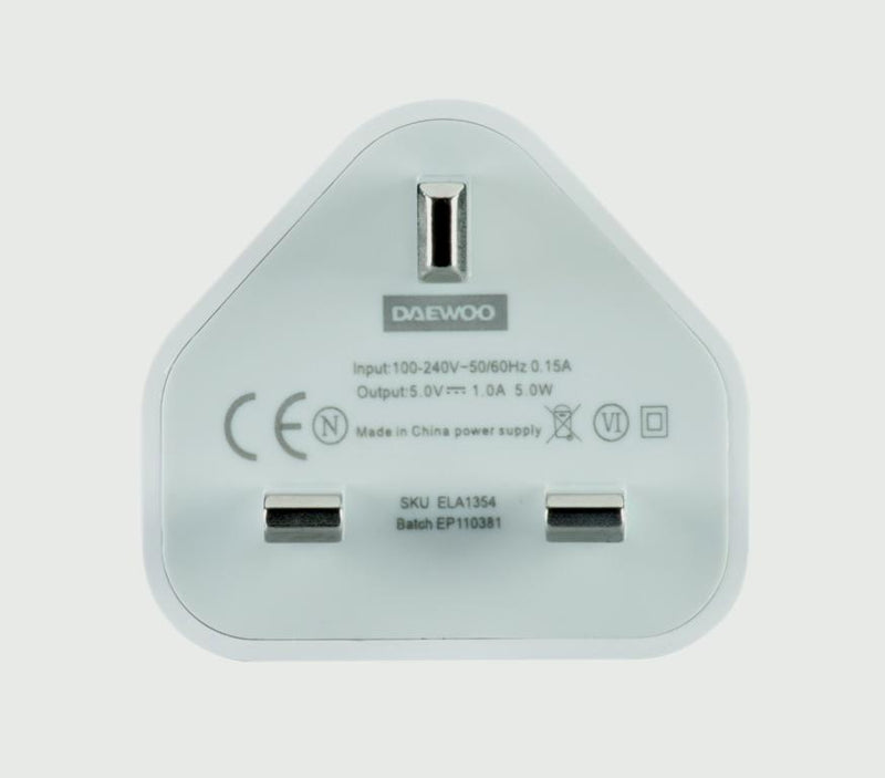 Daewoo Single USB Mains Charger 1a