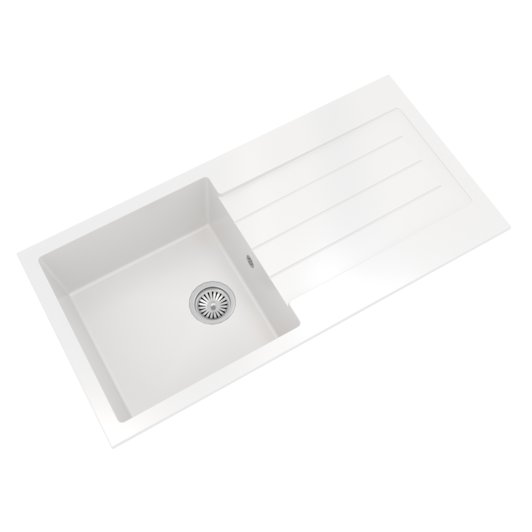 Ellsi White Comite Sink & Waste 1 Bowl 100 x 50cm