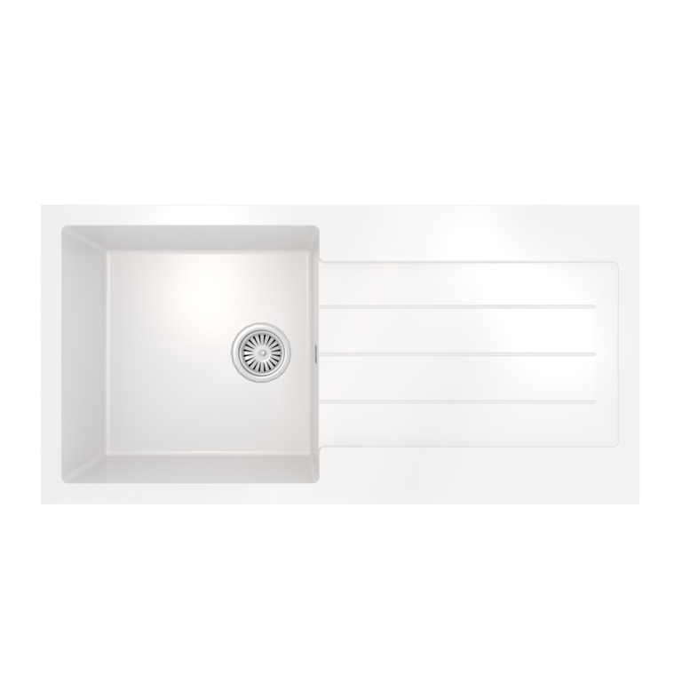 Ellsi White Comite Sink & Waste 1 Bowl 100 x 50cm