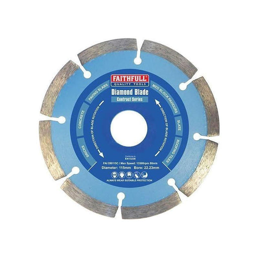 Faithfull Contract Diamond Blade 115 x 22.2mm Faithfull - RockBottom Northampton