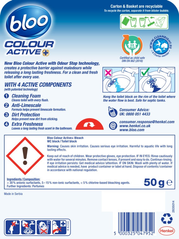 Bloo Colour Active Toilet Rim Block Bleach