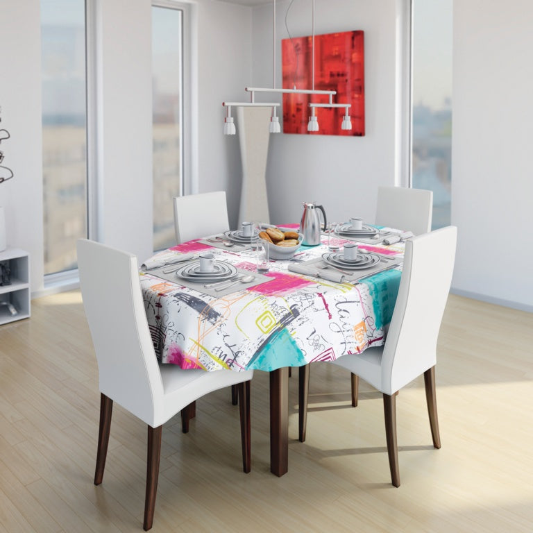 d-c-fix® Manhattan Tablecloth - Lesley Turquoise & Pink 20m Roll x 140cm