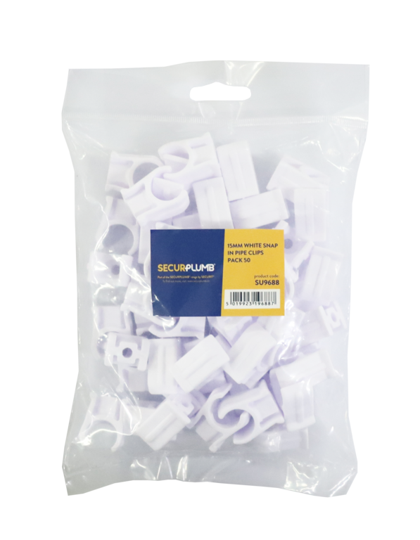 Securplumb 15mm Snap In Pipe Clips Pack 8