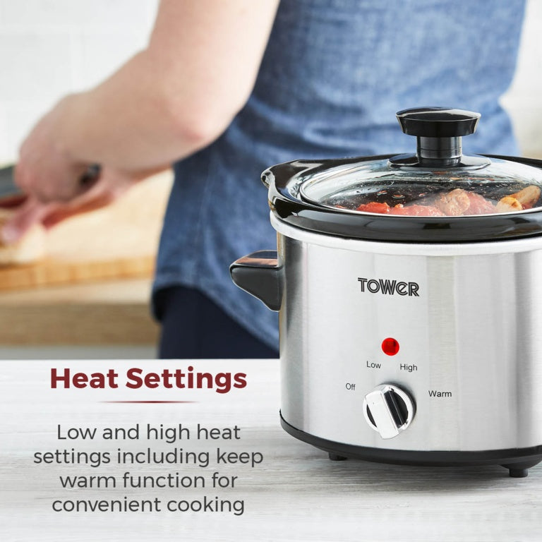 Tower Stainless Steel Slow Cooker 1.5L