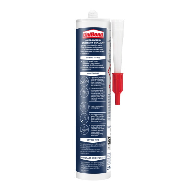 UniBond Kitchen & Bathroom Anti Mould Cartridge 274g Grey