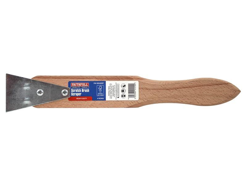 Faithfull Heavy-Duty Scratch Brush with Scraper - 4 Row Faithfull - RockBottom Northampton
