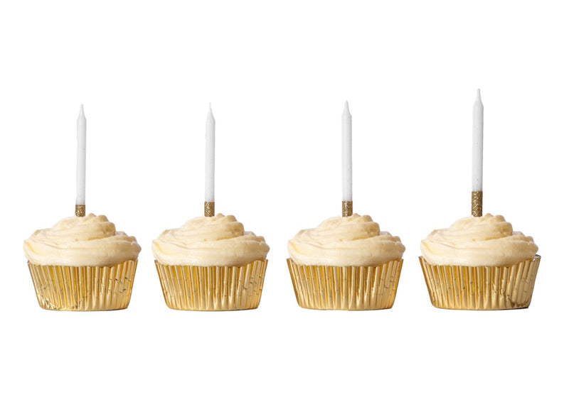 Tala 24 Gold Glitter Candles With Holders