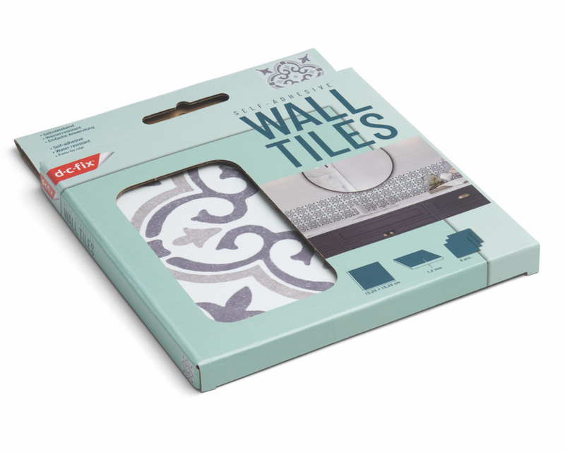 d-c-fix® Self Adhesive Wall Tile Jamila Grey 15cm x 15cm / Pack Of 6