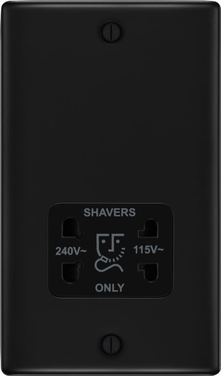 BG Dual Voltage Shaver Socket Matt Black