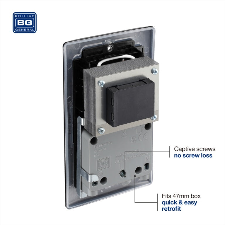 BG Dual Voltage Shaver Socket Matt Black