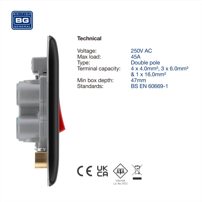BG Square Cooker Control Unit 45a Matt Black