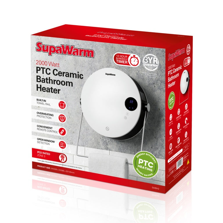 SupaWarm PTC Bathroom Heater 2000w