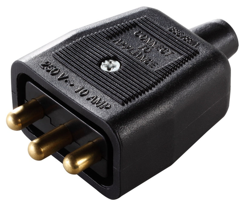 Masterplug 10 Amp 3 Pin Heavy Duty Non Reversible Connector Black