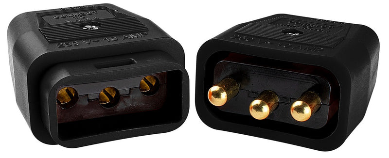 Masterplug 10 Amp 3 Pin Heavy Duty Non Reversible Connector Black