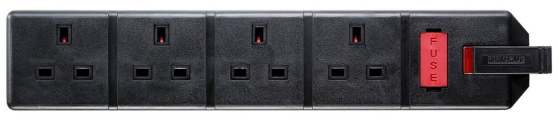 Masterplug 4 Socket 13 Amp Heavy Duty Trailing Socket Black