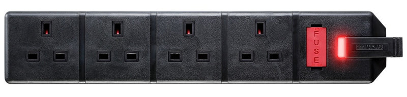 Masterplug 4 Socket 13 Amp Heavy Duty Trailing Socket Black
