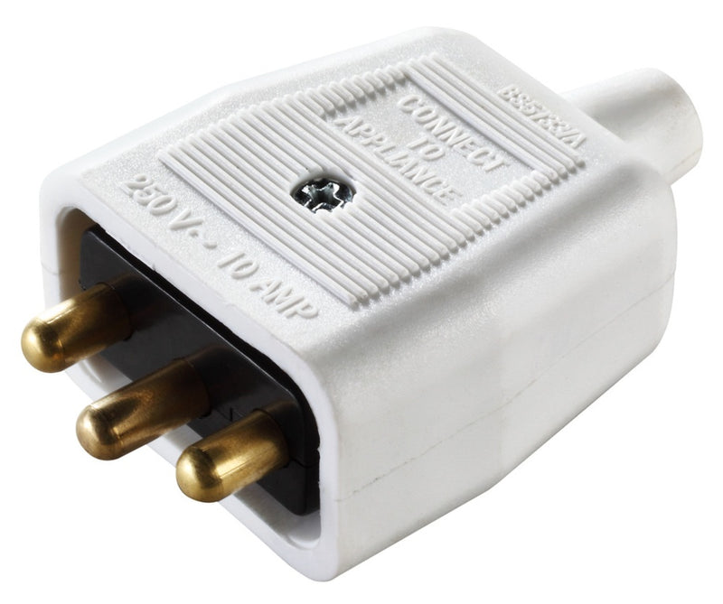 Masterplug 10 Amp 3 Pin Heavy Duty N/Rev Connector White