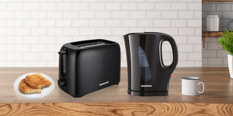 Daewoo Plastic Toaster 2 Slice Black