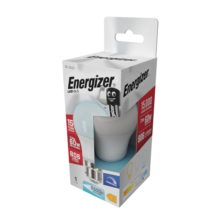 Energizer LED GLS B22 6500k Dimmable 7.3w 820lm