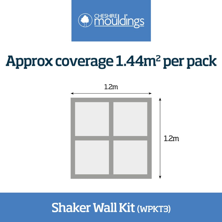 Cheshire Mouldings Wall Panel Kit 3 (MDF Shaker Wall Kit) 9 x 63mm Strips