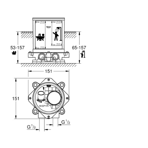 Installation set f. floor mtd bath spout