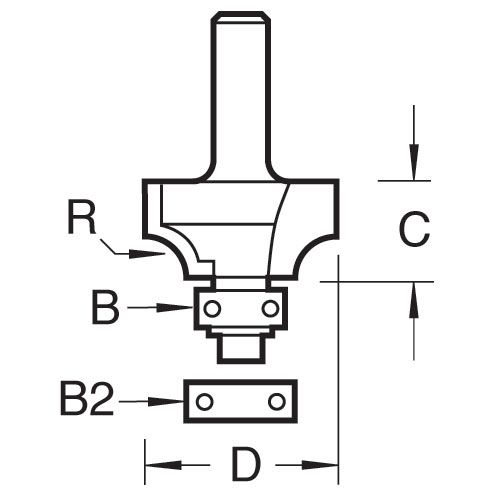 46/140X1/4TC - Bearing guided ovolo cutter 9.5mm radius