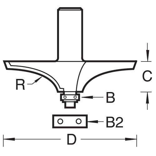 46/42X1/2TC - Guided thumb mould cutter