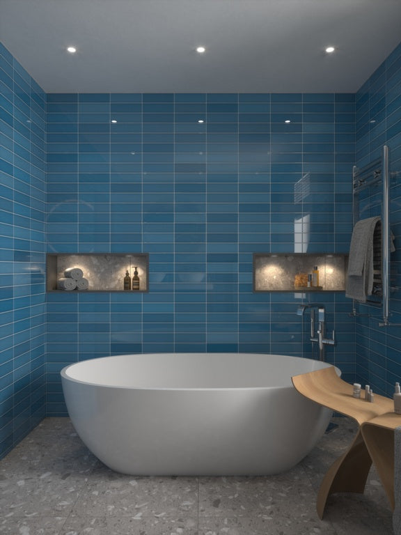 Johnson Tiles South Bank Azure Gloss Field 245 x 75mm 0.99m2