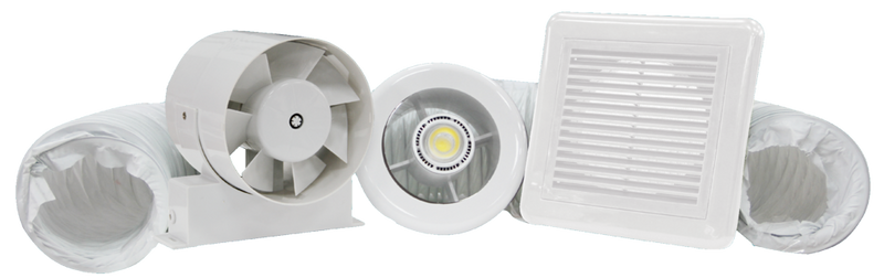 Securlec Quiet LED Showerlite Fan Kit 100mm 4"