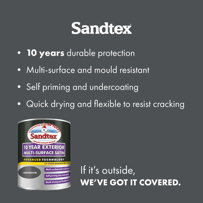 Sandtex 10 Year Exterior Multi Surface Satin 750ml Anthracite