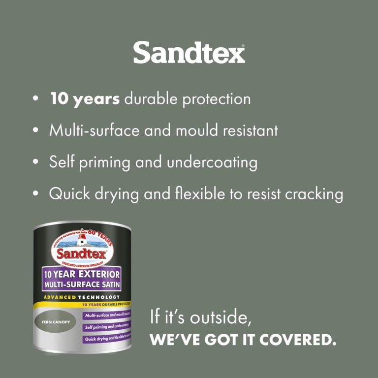 Sandtex 10 Year Exterior Multi Surface Satin 750ml Fern Canopy