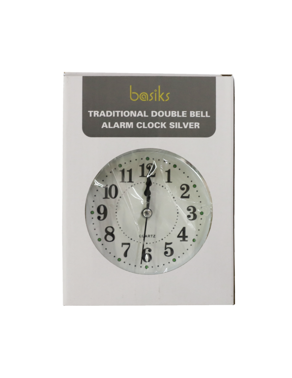 Basiks Traditional Alarm Clock Silver