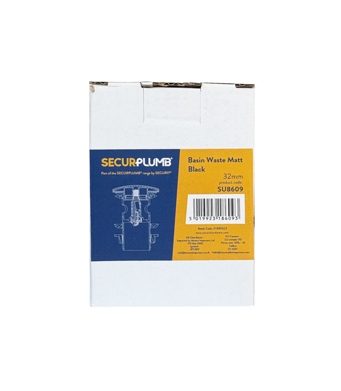 Securplumb Basin Waste Matt Black 32mm