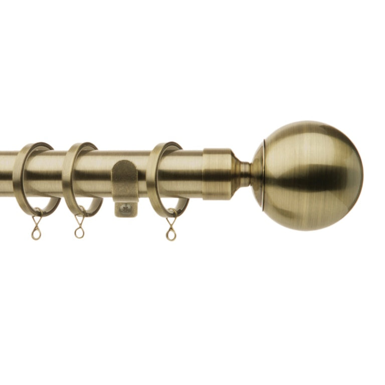 Jones Interiors Cosmos 28mm Metal Curtain Pole Kit Antique Brass 300cm